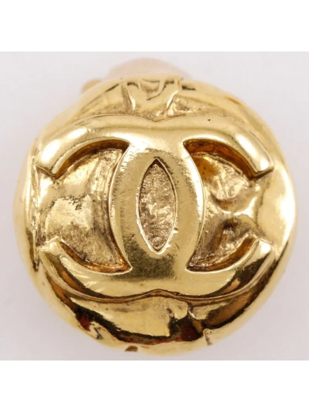 Chanel CC Logo Vintage Gold Plated Earrings